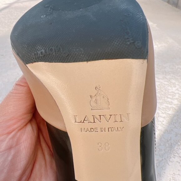 LANVIN SUPER COMFORTABLE LUXURY BEIGE & BLACK 4,5" HEEL SHOES ITALY - Picture 3 of 16